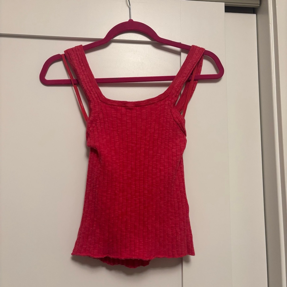 Pilcro Fuchsia Ribbed Knit Tank